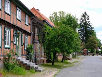A German village we passed through. I should I got some pictures of the cobbled section of road. Horrendous for cycling on. Quiet village street lined with traditional brick houses and trees.